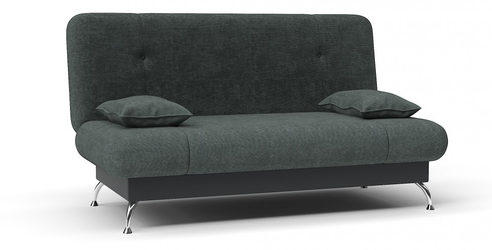 Диван прямой Лион книжка серый велюр+черная экокожа