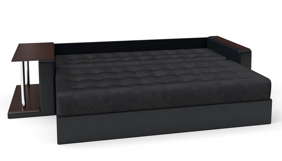 Диван прямой Атланта (Атлантик) черный велюр+черная экокожа