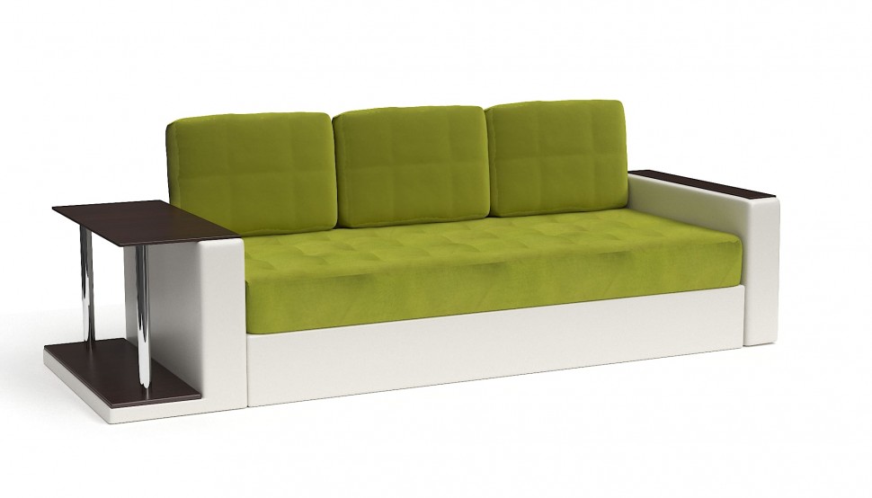 Диван прямой Атланта (Атлантик) зеленый велюр+белая экокожа