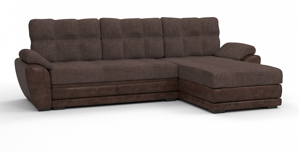 Диван угловой Император Люкс рогожка коричневый + экокожа коричневый