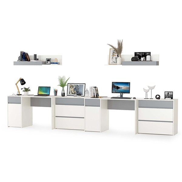 Торонто Компоновка № 13, цвет белый шагрень/стальной серый, ШхГхВ 400х53,1х150 см., универсальная сборка