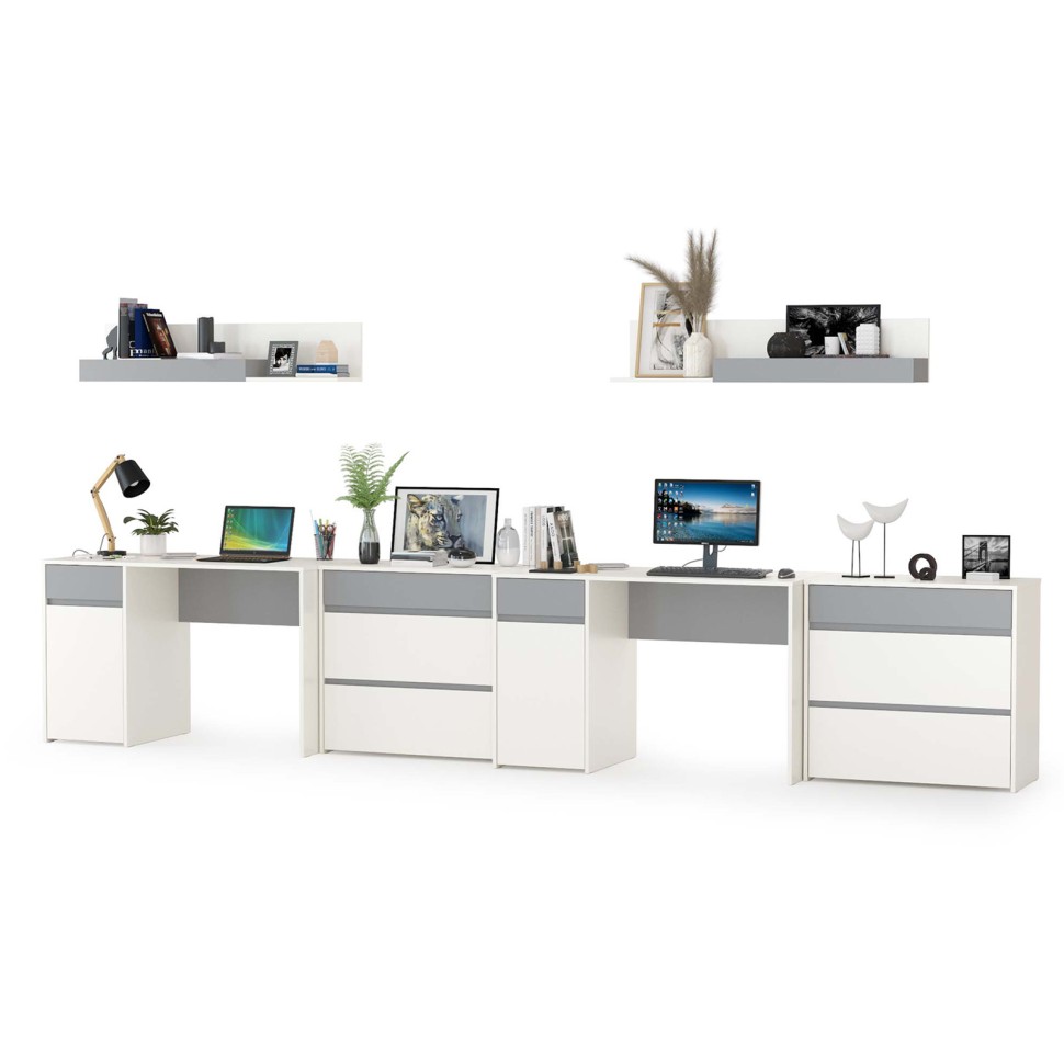 Торонто Компоновка № 13, цвет белый шагрень/стальной серый, ШхГхВ 400х53,1х150 см., универсальная сборка