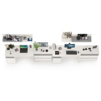 Торонто Компоновка № 13, цвет белый шагрень/стальной серый, ШхГхВ 400х53,1х150 см., универсальная сборка