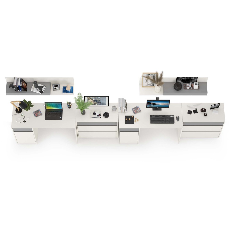 Торонто Компоновка № 13, цвет белый шагрень/стальной серый, ШхГхВ 400х53,1х150 см., универсальная сборка