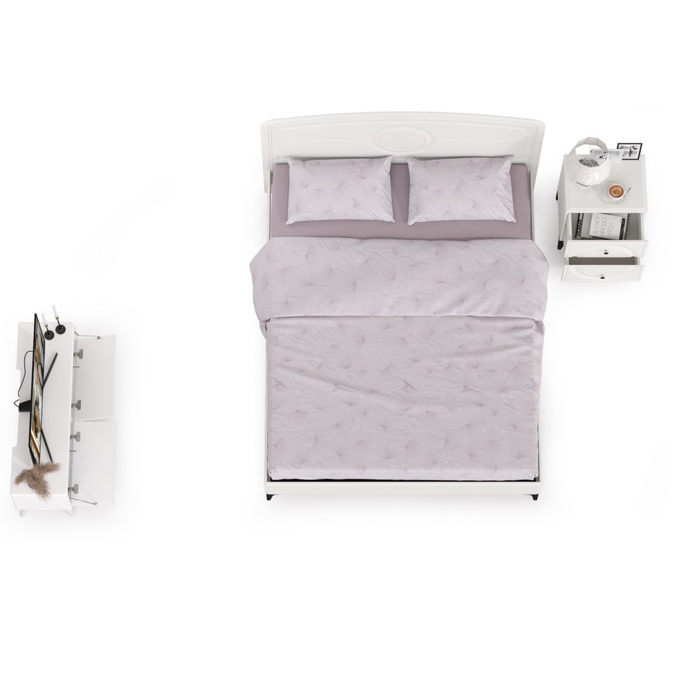 СНЯТО НСН Валенсия Спальня № 07, цвет ЛДСП белый шагрень/МДФ белый шагрень, ортопед есть, сп. м. 1600х2000 мм., б/м