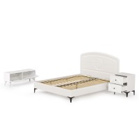 СНЯТО НСН Валенсия Спальня № 07, цвет ЛДСП белый шагрень/МДФ белый шагрень, ортопед есть, сп. м. 1600х2000 мм., б/м