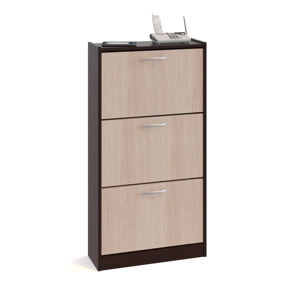 Прихожая Сокол ТО-23 тумба для обуви, цвет дуб венге/белёный дуб, ШхГхВ 60х22х115 см.