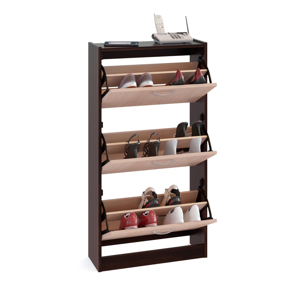 Прихожая Сокол ТО-23 тумба для обуви, цвет дуб венге/белёный дуб, ШхГхВ 60х22х115 см.