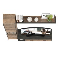 Трувор 13.70 Тумба под ТВ + 13.205 Шкаф-пенал с витриной + 15.60 Полка, цвет дуб гранж песочный/интра, ШхГхВ 194,6х45,4х210 см., универсальная сборка