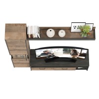 Трувор 13.70 Тумба под ТВ + 13.205 Шкаф-пенал с витриной + 15.60 Полка, цвет дуб гранж песочный/интра, ШхГхВ 194,6х45,4х210 см., универсальная сборка