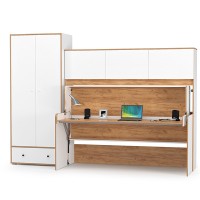 СНЯТО НСН Вуди Компоновка № 42, цвет белый премиум/дуб крафт золотой, сп. м. 800х1800 мм., б/м, основание есть, матрас высотой до 160 мм.