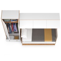 СНЯТО НСН Вуди Компоновка № 42, цвет белый премиум/дуб крафт золотой, сп. м. 800х1800 мм., б/м, основание есть, матрас высотой до 160 мм.