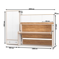 СНЯТО НСН Вуди Компоновка № 42, цвет белый премиум/дуб крафт золотой, сп. м. 800х1800 мм., б/м, основание есть, матрас высотой до 160 мм.