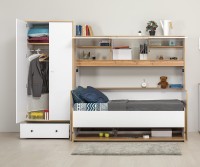 СНЯТО НСН Вуди Компоновка № 42, цвет белый премиум/дуб крафт золотой, сп. м. 800х1800 мм., б/м, основание есть, матрас высотой до 160 мм.