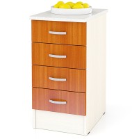 СНЯТО Кухня Мери ШН4Я400 Стол с 4 ящиками 40 см., цвет дуб/вишня, ШхГхВ 40х60х85 см., универсальная дверь (столешница № 130 сахара белая)