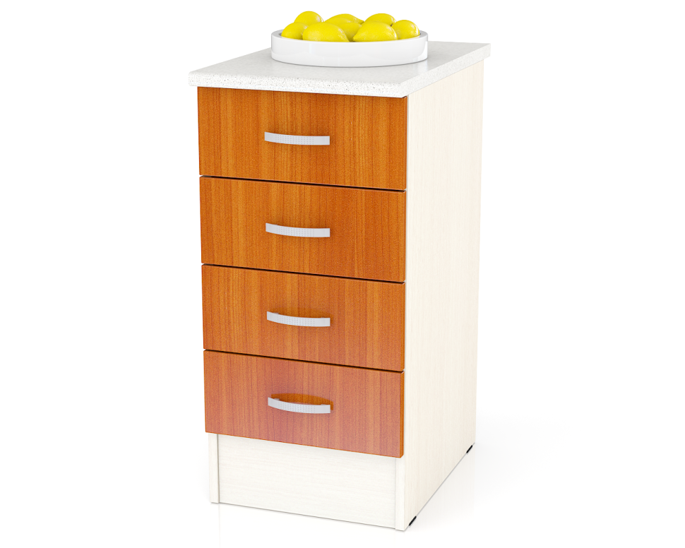 СНЯТО Кухня Мери ШН4Я400 Стол с 4 ящиками 40 см., цвет дуб/вишня, ШхГхВ 40х60х85 см., универсальная дверь (столешница № 130 сахара белая)