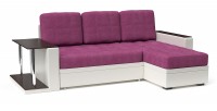 Диван угловой Атланта дельфин розовый велюр+белая экокожа