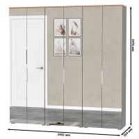 Октава 13.338 Шкаф для одежды + 13.338 Шкаф + 13.338, цвет серый графит/дуб крафт золотой/фасады МДФ серый графит/зеркало, ШхГхВ 193,2х35,3х197,6 см.