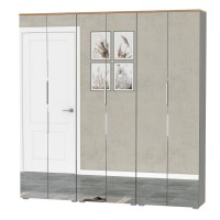 Октава 13.338 Шкаф для одежды + 13.338 Шкаф + 13.338, цвет серый графит/дуб крафт золотой/фасады МДФ серый графит/зеркало, ШхГхВ 193,2х35,3х197,6 см.