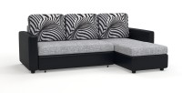 Диван угловой Траумберг рогожка серый + экокожа черный + зебра