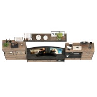 Трувор Гостиная 053, цвет дуб гранж песочный/интра, ШхГхВ 344,6х45,4х195 см., универсальная сборка