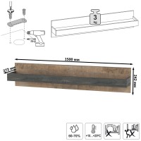 Трувор Гостиная 053, цвет дуб гранж песочный/интра, ШхГхВ 344,6х45,4х195 см., универсальная сборка