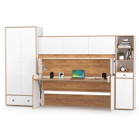 СНЯТО НСН Вуди Компоновка № 43, цвет белый премиум/дуб крафт золотой, сп. м. 800х1800 мм., б/м, основание есть, матрас высотой до 160 мм.