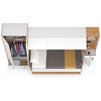 СНЯТО НСН Вуди Компоновка № 43, цвет белый премиум/дуб крафт золотой, сп. м. 800х1800 мм., б/м, основание есть, матрас высотой до 160 мм.