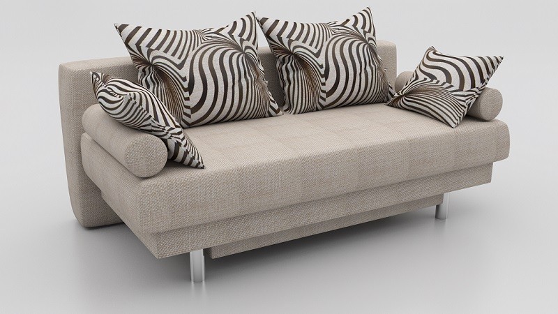 Диван прямой Алькантара еврокнижка бежевая рогожка