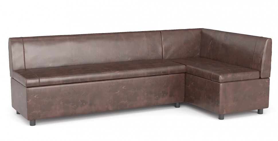 Диван кухонный угловой Уют нераскладной коричневая экокожа