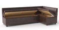 Диван кухонный угловой Уют нераскладной коричневая экокожа