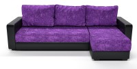 Диван угловой Монако еврокнижка фиолетовый велюр+черная экокожа