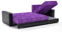 Диван угловой Монако еврокнижка фиолетовый велюр+черная экокожа