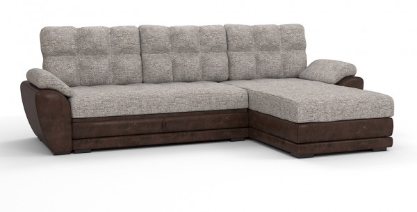 Диван угловой Император Люкс рогожка серый + экокожа коричневый