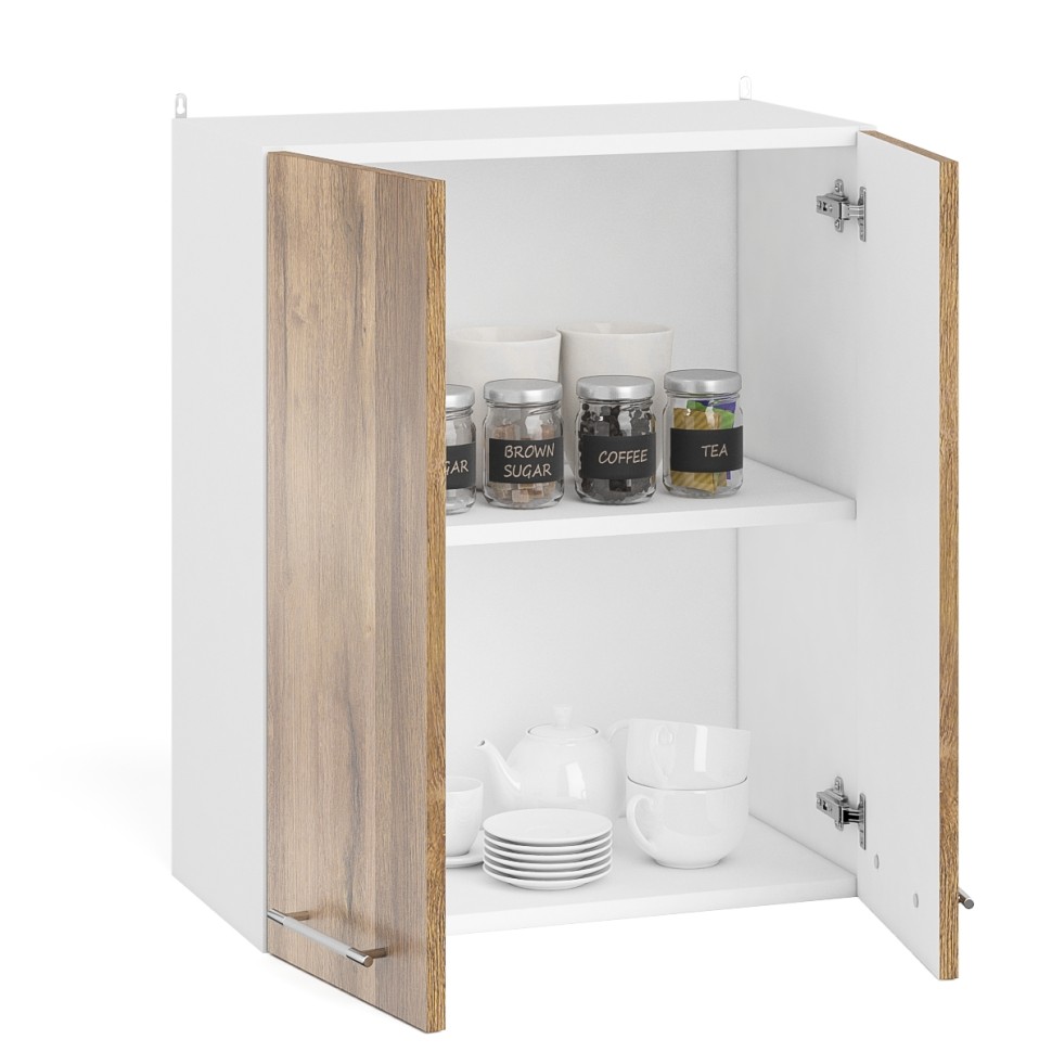 Кухня Мебель--24 ШВ600 Шкаф 60 см., цвет корпус белый/фасад МДФ дуб вотан, ШхГхВ 60х32х72 см.