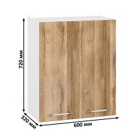 Кухня Мебель--24 ШВ600 Шкаф 60 см., цвет корпус белый/фасад МДФ дуб вотан, ШхГхВ 60х32х72 см.