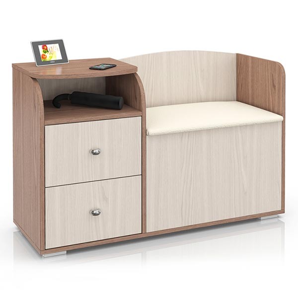 СНЯТО Диван с тумбой 2-40Тяс.тем./св Домовой, цвет ясень шимо тёмный/ясень шимо светлый, ШхГхВ 100х35,5х67 см., универсальная сборка