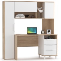 Стол компьютерный Комфорт 12.95N, цвет дуб сонома/белый, ШхГхВ 162х60,3х180 см., НЕ универсальная сборка (Стол рабочий)