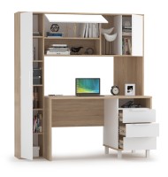 Стол компьютерный Комфорт 12.95N, цвет дуб сонома/белый, ШхГхВ 162х60,3х180 см., НЕ универсальная сборка (Стол рабочий)