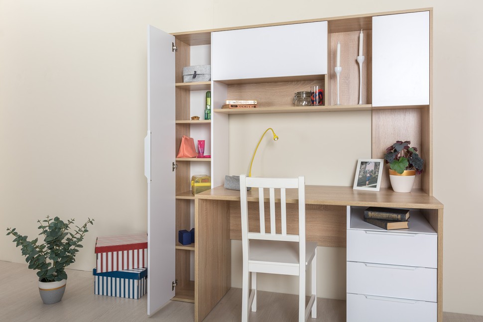 Стол компьютерный Комфорт 12.95N, цвет дуб сонома/белый, ШхГхВ 162х60,3х180 см., НЕ универсальная сборка (Стол рабочий)