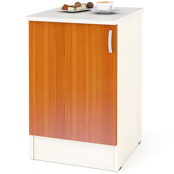 СНЯТО Кухня Мери ШН500 Стол 50 см., цвет дуб/вишня, ШхГхВ 50х60х85 см., универсальная дверь (столешница № 130 сахара белая)