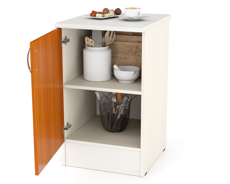 СНЯТО Кухня Мери ШН500 Стол 50 см., цвет дуб/вишня, ШхГхВ 50х60х85 см., универсальная дверь (столешница № 130 сахара белая)