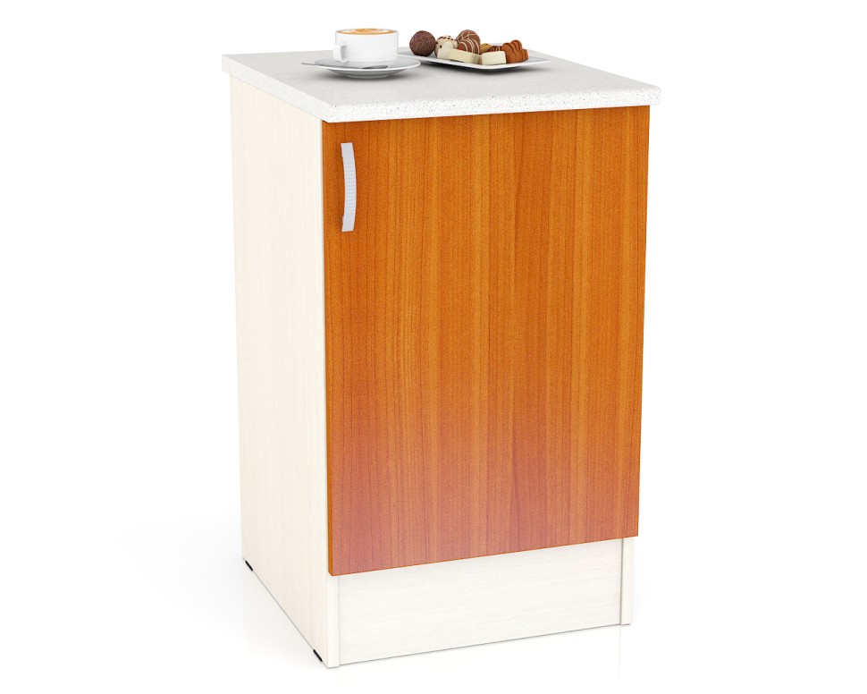 СНЯТО Кухня Мери ШН500 Стол 50 см., цвет дуб/вишня, ШхГхВ 50х60х85 см., универсальная дверь (столешница № 130 сахара белая)