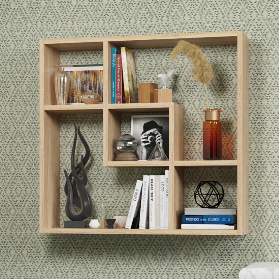 СНЯТО Полка навесная PN-9, цвет дуб сонома, ШхГхВ 66,4х16х63,2 см., универсальная сборка 242PN9S