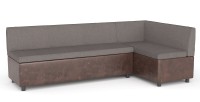 Диван кухонный угловой Уют нераскладной коричневая рогожка+коричневая экокожа