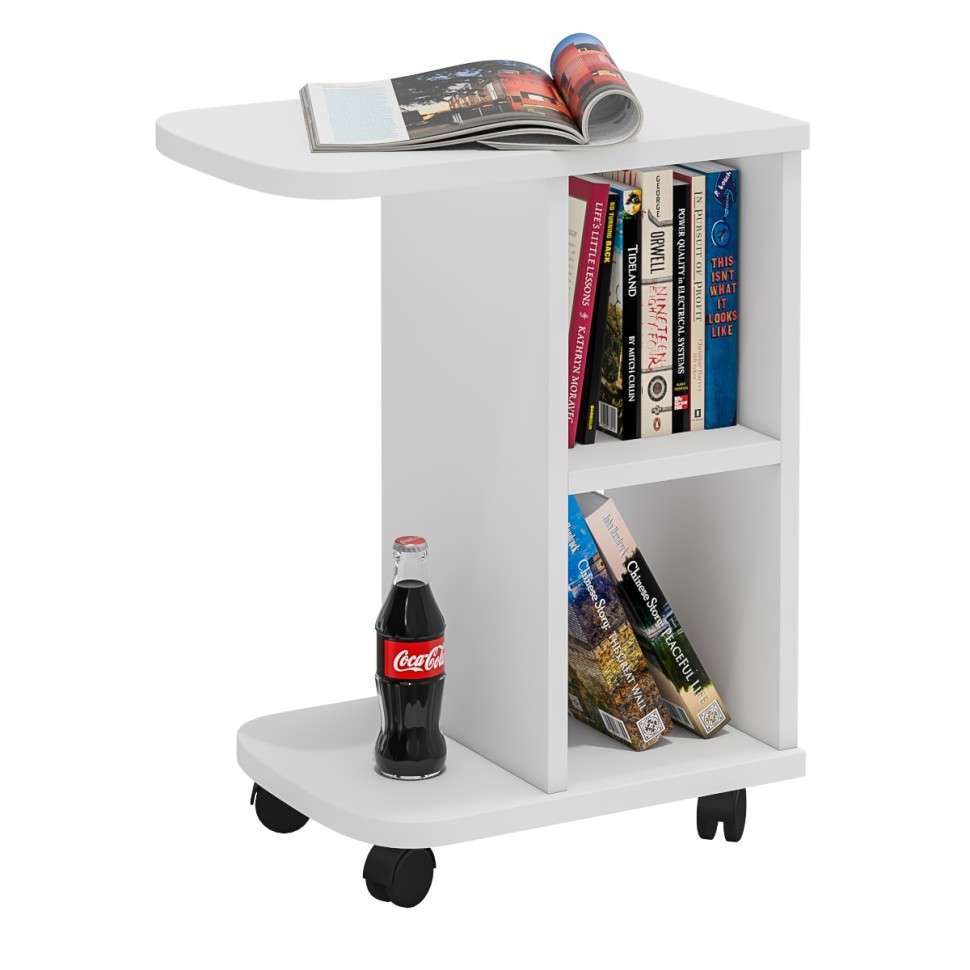 Стол журнальный С-МД-СЖ-3, цвет белый шагрень, ШхГхВ 47х30х60 см.