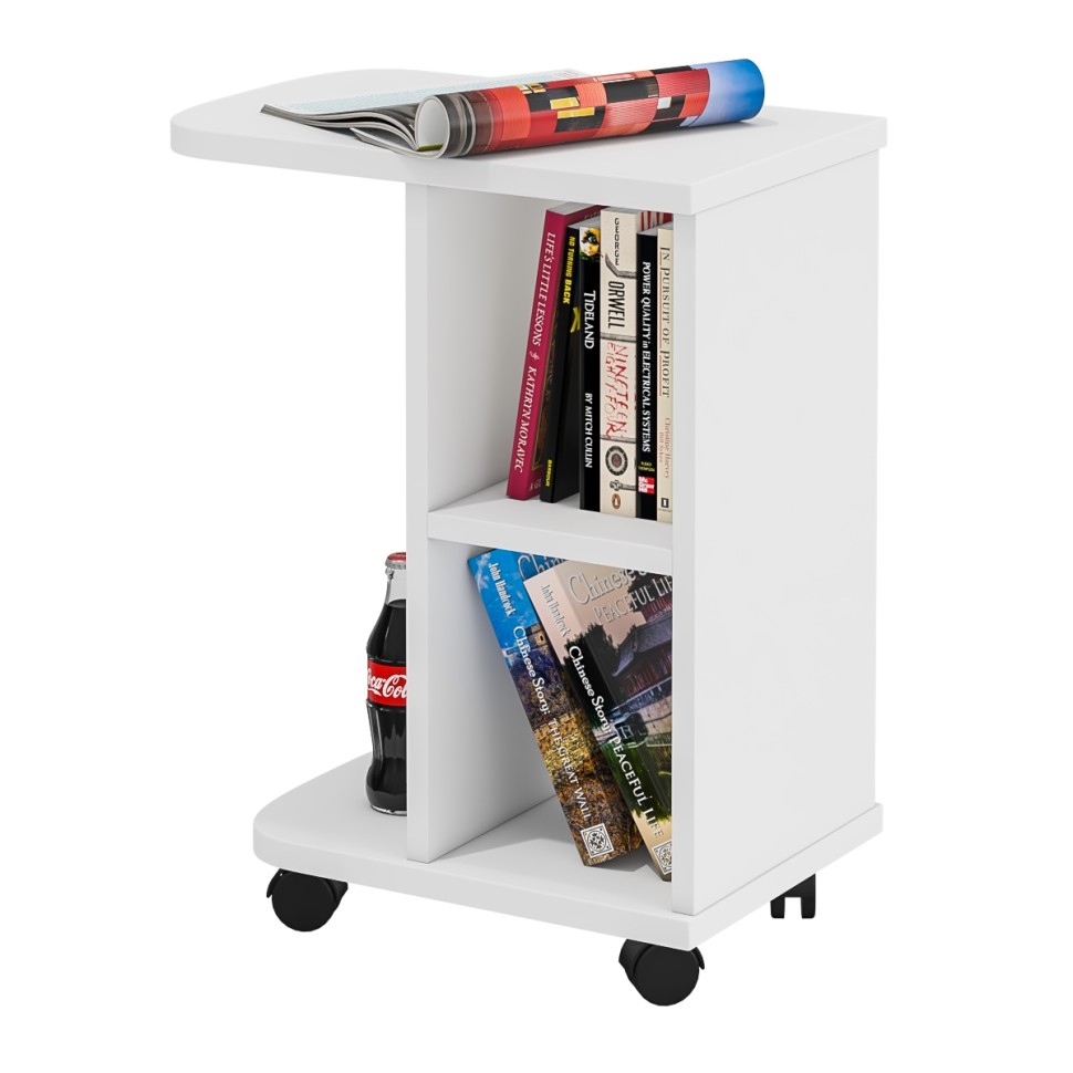 Стол журнальный С-МД-СЖ-3, цвет белый шагрень, ШхГхВ 47х30х60 см.