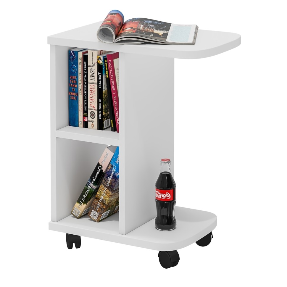 Стол журнальный С-МД-СЖ-3, цвет белый шагрень, ШхГхВ 47х30х60 см.