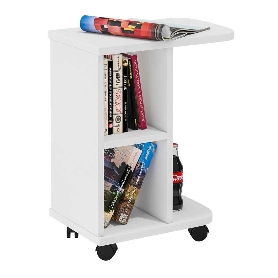 Стол журнальный С-МД-СЖ-3, цвет белый шагрень, ШхГхВ 47х30х60 см.