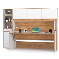 СНЯТО НСН Вуди Компоновка № 45, цвет белый премиум/дуб крафт золотой, сп. м. 800х1800 мм., б/м, основание есть, матрас высотой до 160 мм.